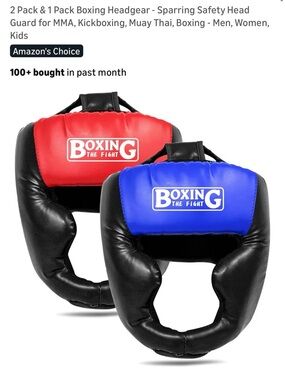 Boxing The Fight Headgear Set - Red & Blue Sparring Helmets